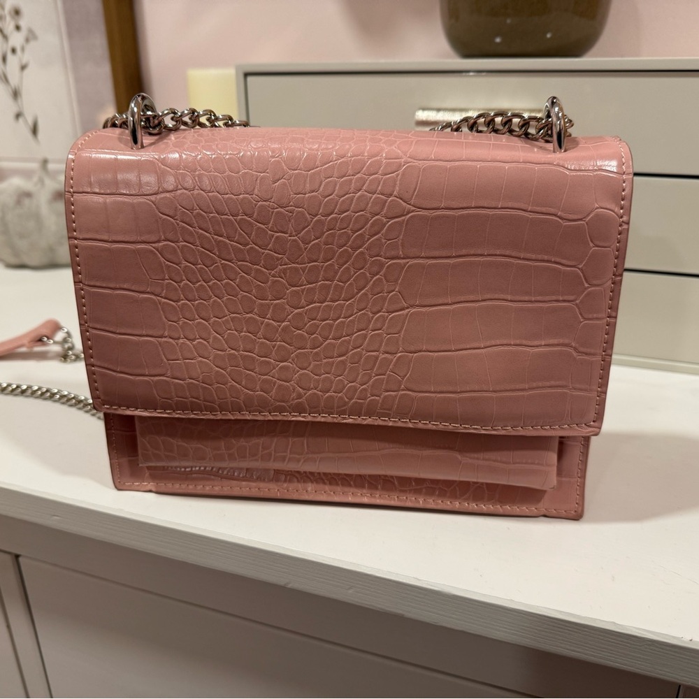 Pink Croc-Embossed Purse